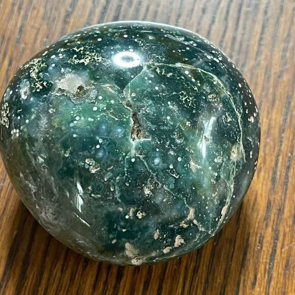 Ocean Jasper palm stone crystal white natural green spots dots stars - Picture 1 of 8